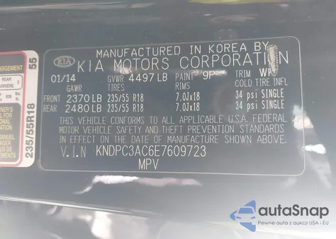 2014 Kia Sportage Ex из США, поврежденный, VIN KNDPC3AC6E7609723